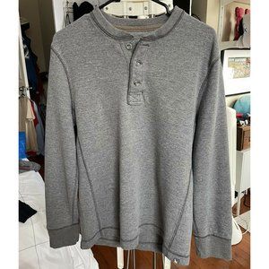 Eddie Bauer Mens Henley Shirt Size Small Gray Button Long Sleeve Heritage Wash